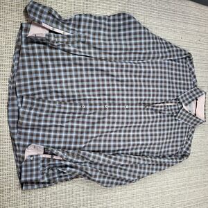 7 Diamonds Premium Shirt Mens Medium Brown Plaid Long Sleeve Button Front Casual